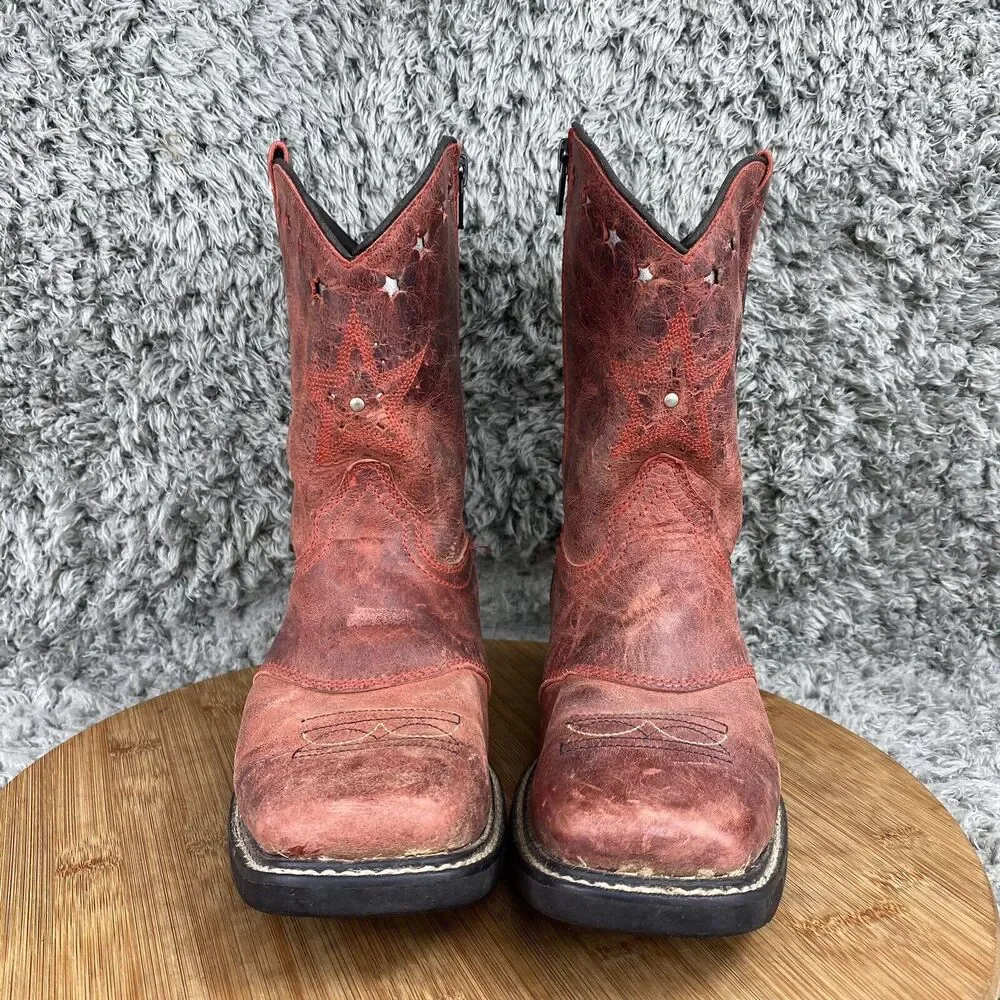 Smoky Mountain Leather Cowboy Boots Youth 2.5 D Square Toe 3477C